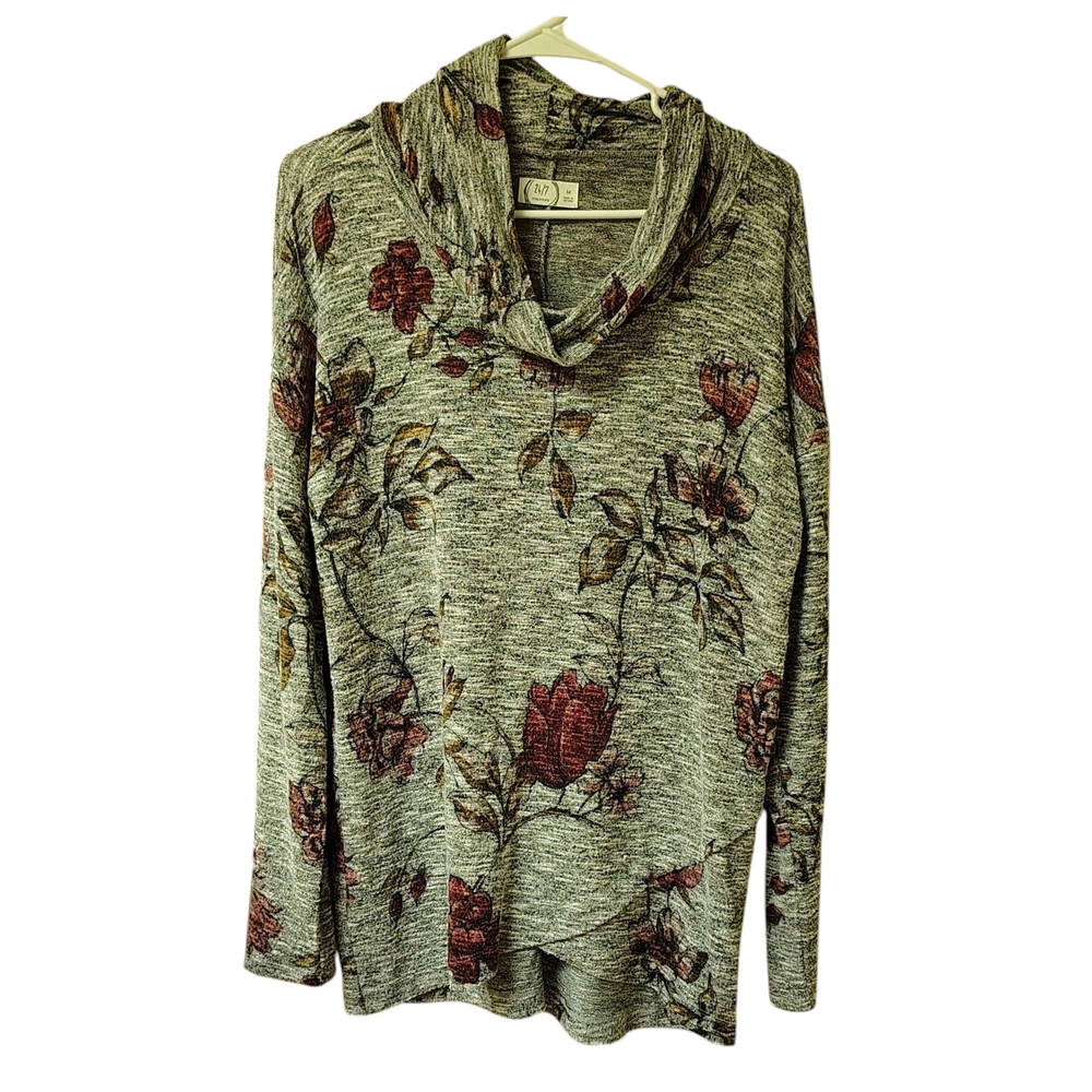 Maurices Women's Floral Oversized Scoop Neck Sheer Knit Fabric Tunic Top, Sz M